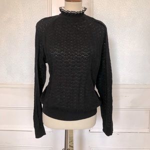 Maje Black Lace Knit Sweater